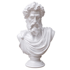 Obraz premium Classical marble head bust statue isolated on white, transparent. Ancient greek philosopher sculpture 