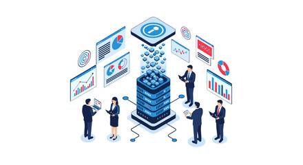 Illustrating the concept of big data analysis and its impact on business strategy.