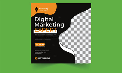 Digital business marketing banner for social media post template, Instagram post design.