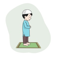 Muslim child praying illustration