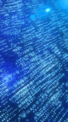 Abstract digital background with glowing blue particles and light streaks, symbolizing data flow and futuristic technology