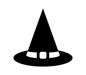 Black vector witch hat icon.