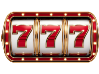 Slot Machine Reels with Triple Sevens isolated on a transparent background