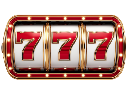 Slot Machine Reels with Triple Sevens isolated on a transparent background