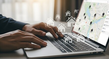 Exploring real estate options from the comfort of home, finding the ideal property, a modern lifestyle.