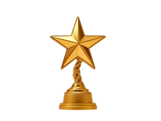 Golden Star Trophy isolated on a transparent background
