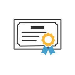 Certificate or diploma icon, achievement and education award illustration for academic success, recognition, or training concept