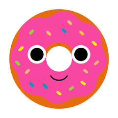 Kawaii happy donut vector illustration scalable svg icon for sweet food graphics isolated on white background