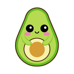 Kawaii avocado vector illustration cute scalable food graphic for design isolated on white background