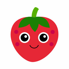 Kawaii strawberry vector illustration cute eyes scalable svg icon isolated on white background