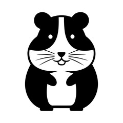 Simple Cartoon Hamster Icon in Black and White Vector Illustration