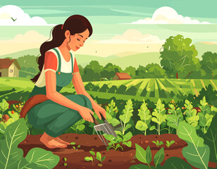 Eco-friendly Farming Women – Sustainable Agriculture Concept.