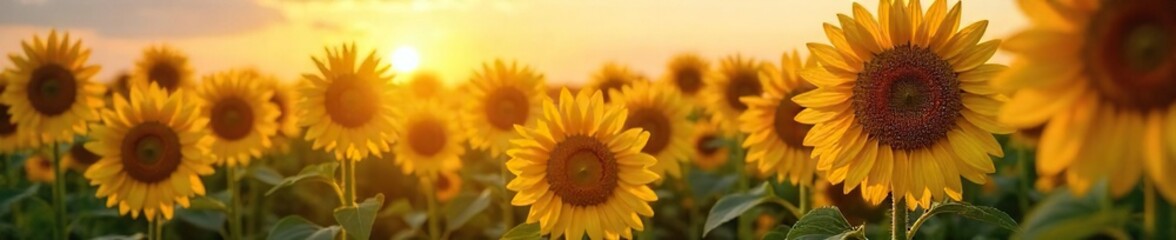 Sunflowers Basking in Golden Afternoon Light A Stunning Display of Natures Beauty