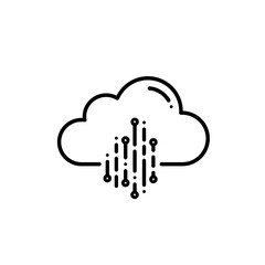 Obraz premium Cloud computing data transfer and storage line icon.