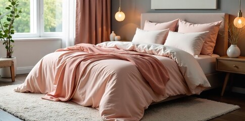 Luxurious Plush Mattress Bedspread Enhances Bedroom Decor, Adding Sophistication and Elegant Drape to Sleeping Space
