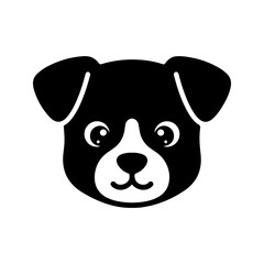 Minimalist Black and White Puppy Face Vector Illustration Icon