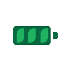 Segmented leaf battery icon. Minimal battery with leaf shaped segments, renewable energy mark.