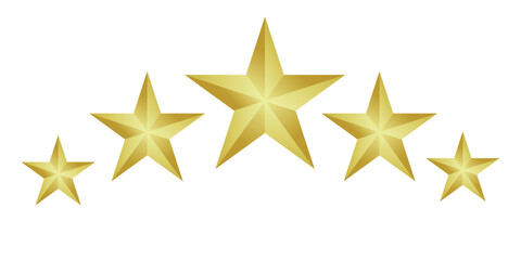  Five yellow stars, 3D concept. Five stars icon. Stars rating review icon. Silhouette style. 