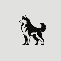 Stylized silhouette of a husky dog standing profile