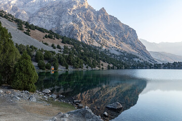 Beautiful view of Alauddin Lake in Fann mountains Tajikistan