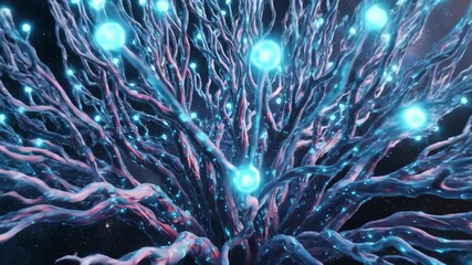 Glowing Tree Lights Pulsating Against Starry Galaxy Background - Powered by Adobe