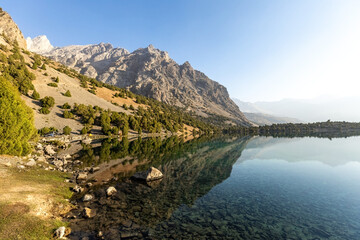 Beautiful view of Alauddin Lake in Fann mountains Tajikistan