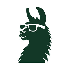 Cool Llama with Sunglasses Silhouette Vector Illustration. Trendy Animal Graphic Design Element with Shades and Fun Vibe.