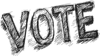 Vote hand drawn sketch text bold black letters isolated on white — stock vector