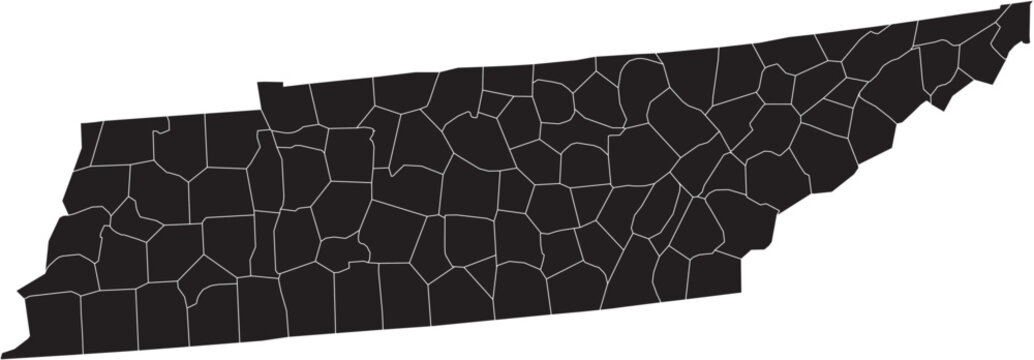 Tennessee State Isolated Map with County Lines