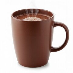 Obraz premium Hot chocolate mug with steam on white background 