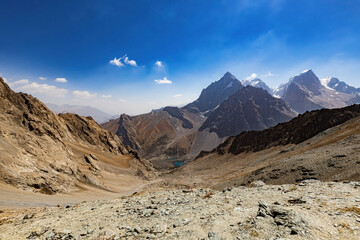 Breathtaking view from Alauddin  mountain pass in Fann mountains Tajikistan