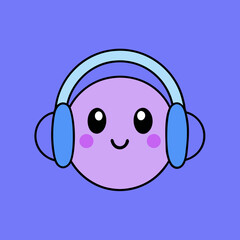 Kawaii headphones character cute smiling face vector illustration scalable svg icon isolated on white background