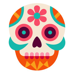 Colorful sugar skull vector illustration day of the dead mexican celebration isolated on white background