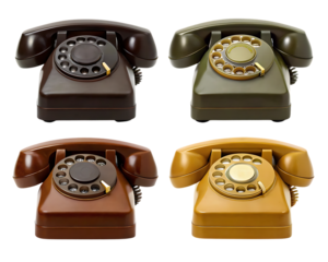 Vintage rotary phone collection communication technology device