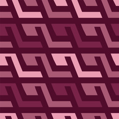 Modern Geometric Line Seamless Pattern with Pink and Maroon Tones Fabric