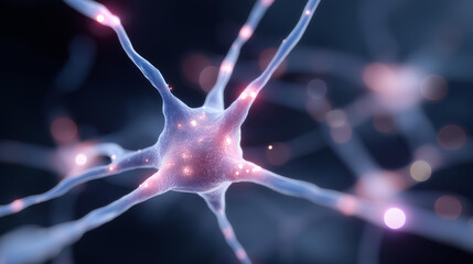 Visualization of digital neural network with 3D floating nodes and energetic data flows, representing AI decision-making, deep learning algorithms, computational intelligence, and futuristic