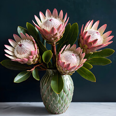 King pro tea flowers in a vase