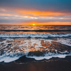 Mesmerizing view of the sunset over the Baltic Sea Lithuania