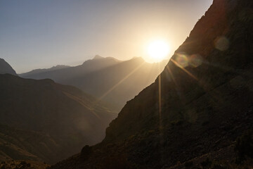 Beautiful sunset mountain view in Fann mountains in Tajikistan