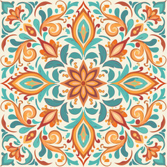 Fototapeta premium Seamless pattern of ornate floral arabesque elements