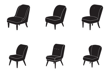 Obraz premium Elegant Black Chair Silhouettes on White Background Vector Illustration for Interior Design and Furniture Concepts