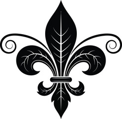 Fleur de Lis Isolated Ornament, Decorative Heraldic Element on White Background