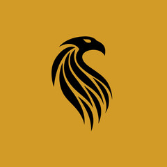 Obraz premium Black eagle profile on ochre background