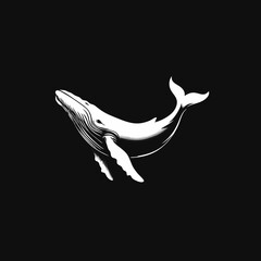 White whale illustration on a black background