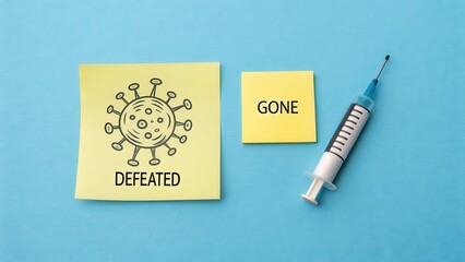 Visual concept showing virus defeat with syringe