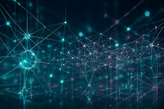 Modern glowing network connections showcasing innovative digital technology, perfect for future tech, science or business presentations and visual marketing projects - Powered by Adobe