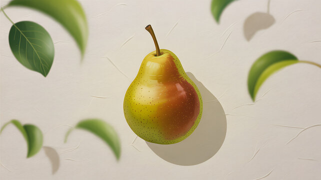 pear with leaves - Powered by Adobe