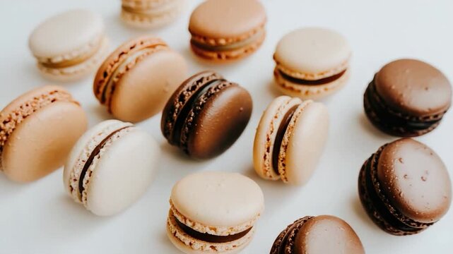 Assorted macarons on a table, colorful and delicious treats for any occasion