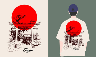 Japanese style popular typography t-shirt design for clothes sale poster banner wallpaper vector