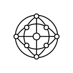 Geometric shape with circles lines on transparent background